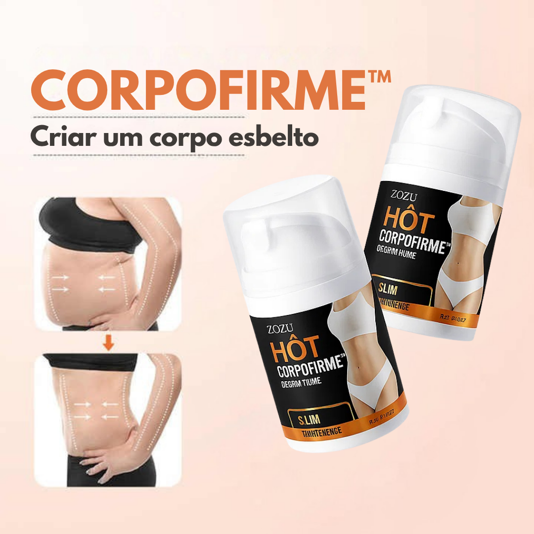 CorpoFirme warming firming body cream tube with texture swatch