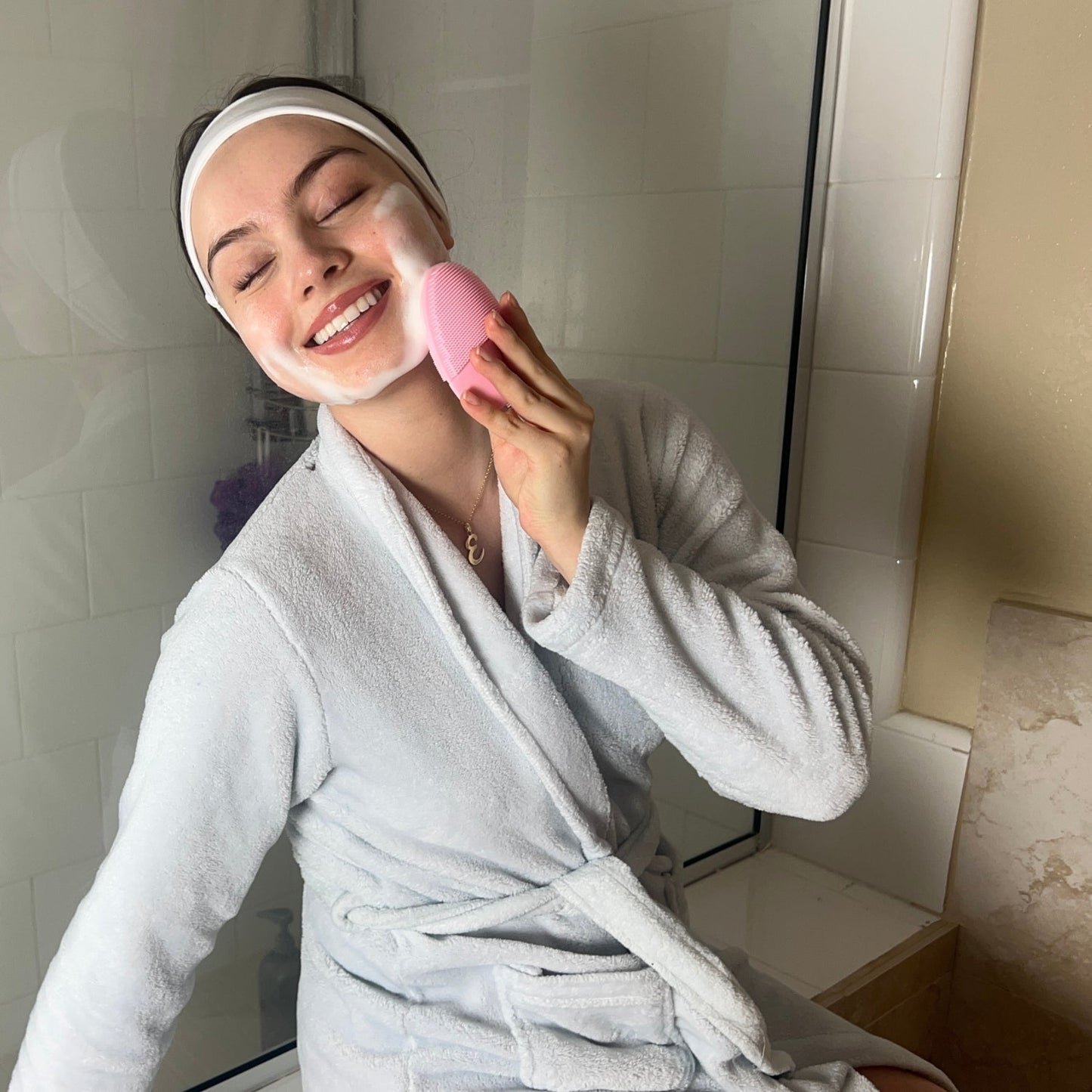 Interchangeable brush heads for daily cleanse and gentle exfoliation
