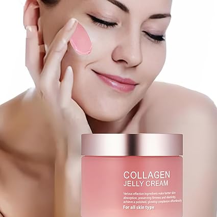 glowjelly collagen+ gel cream open jar with pink jelly texture