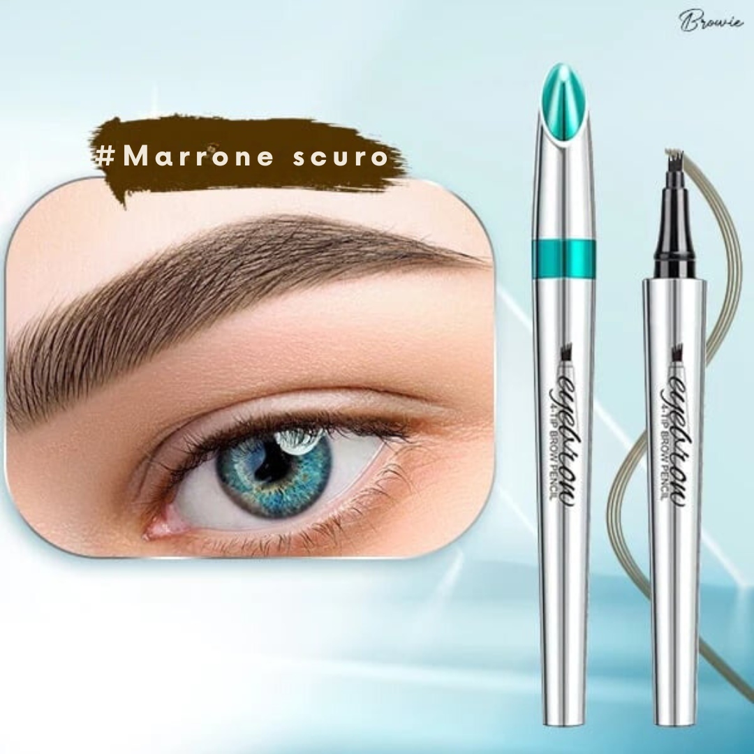 Waterproof, smudge-resistant brow pencil with a triangular precision tip for realistic, hair-like strokes