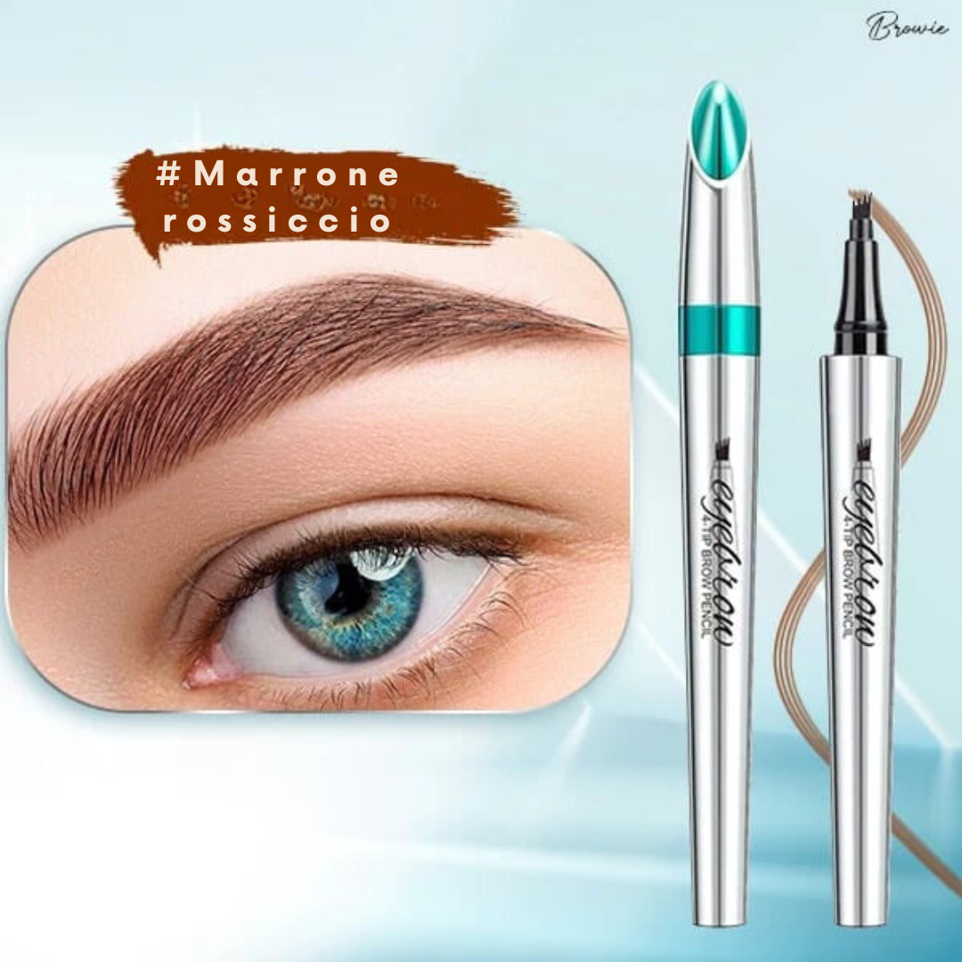 Waterproof, smudge-resistant brow pencil with a triangular precision tip for realistic, hair-like strokes