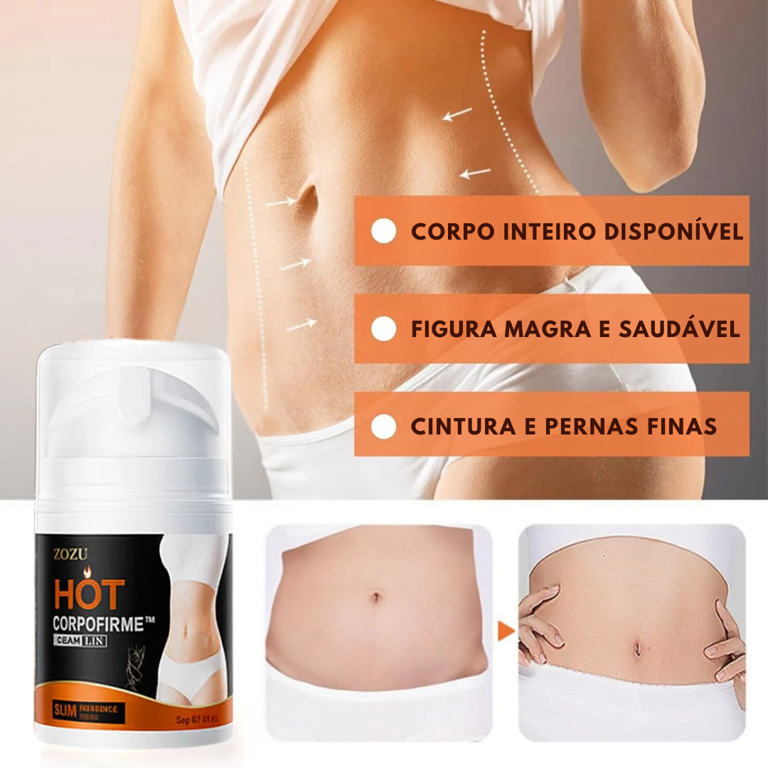 CorpoFirme warming firming body cream tube with texture swatch