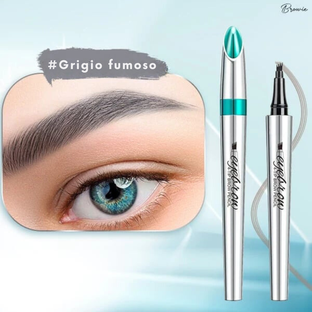 Waterproof, smudge-resistant brow pencil with a triangular precision tip for realistic, hair-like strokes