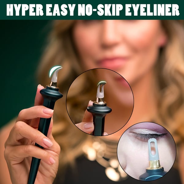 ProLiner ergonomic eyeliner applicator with finger rest beside cream gel pot