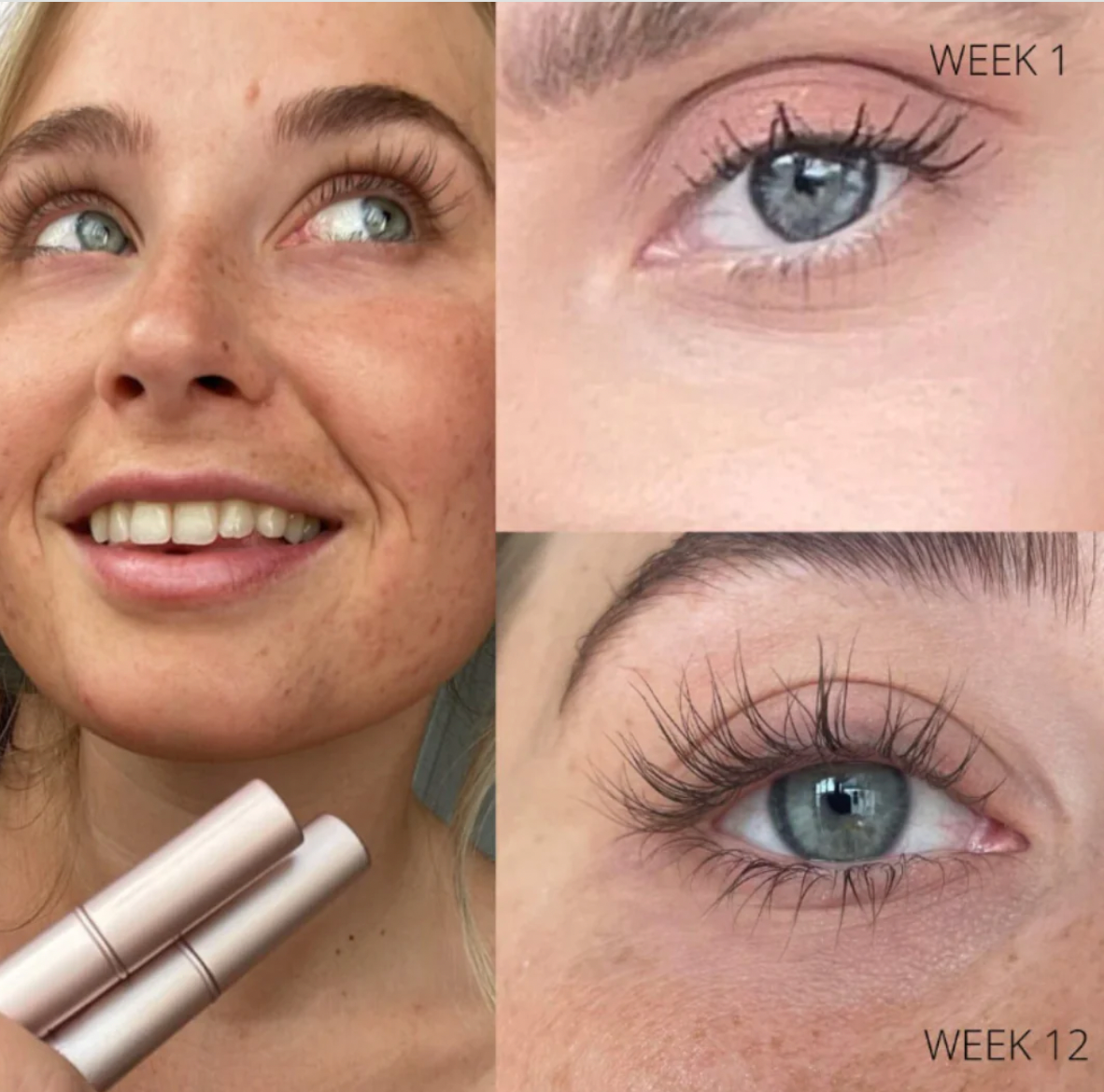 PureLash Vegan Conditioning Lash Serum — stronger-feeling and fuller-looking lashes timeline graphic
