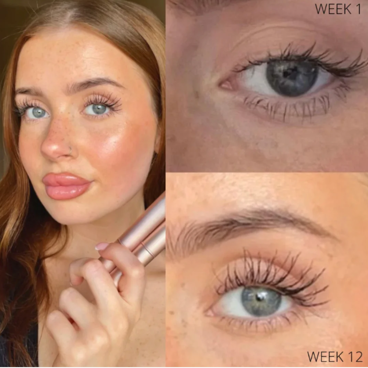 PureLash Vegan Conditioning Lash Serum — stronger-feeling and fuller-looking lashes timeline graphic