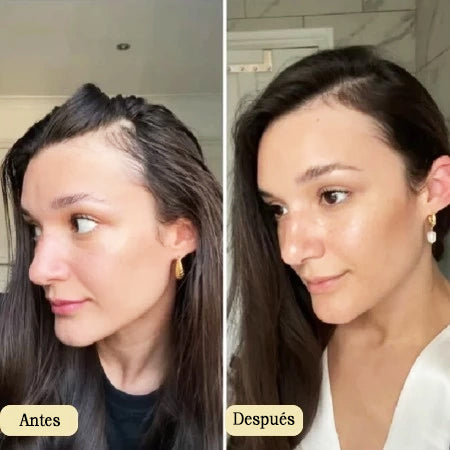 Before/after appearance of fuller-looking hair after routine use