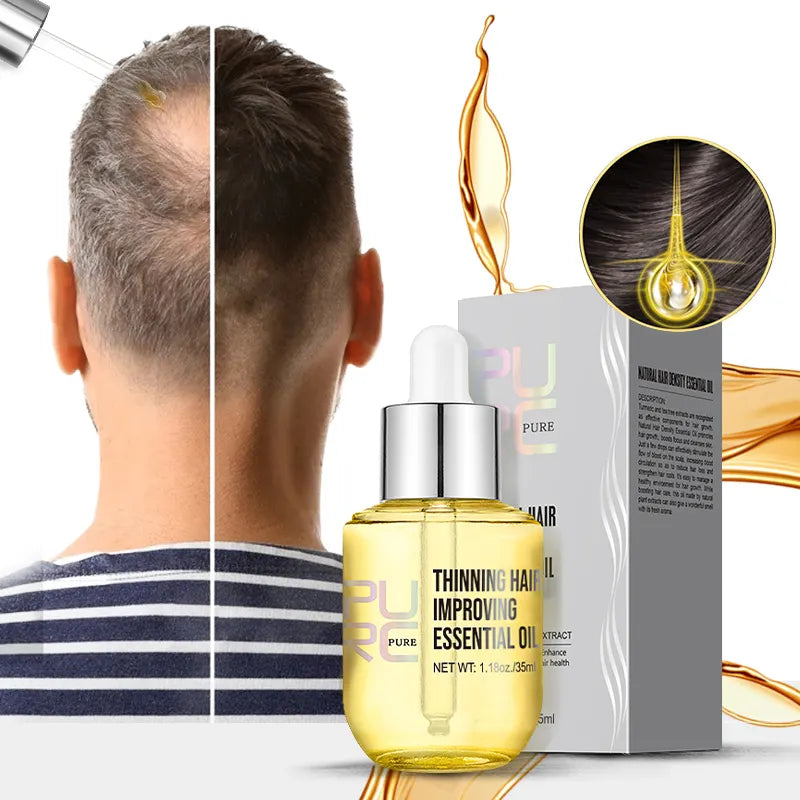 Purc Botanical Scalp & Density Oil—glass dropper bottle on neutral background