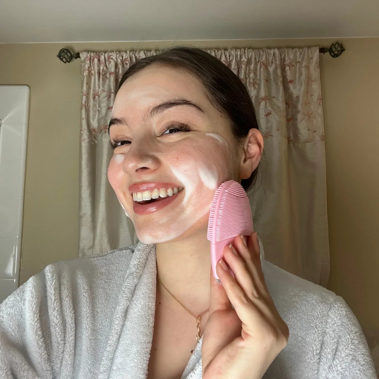 Interchangeable brush heads for daily cleanse and gentle exfoliation