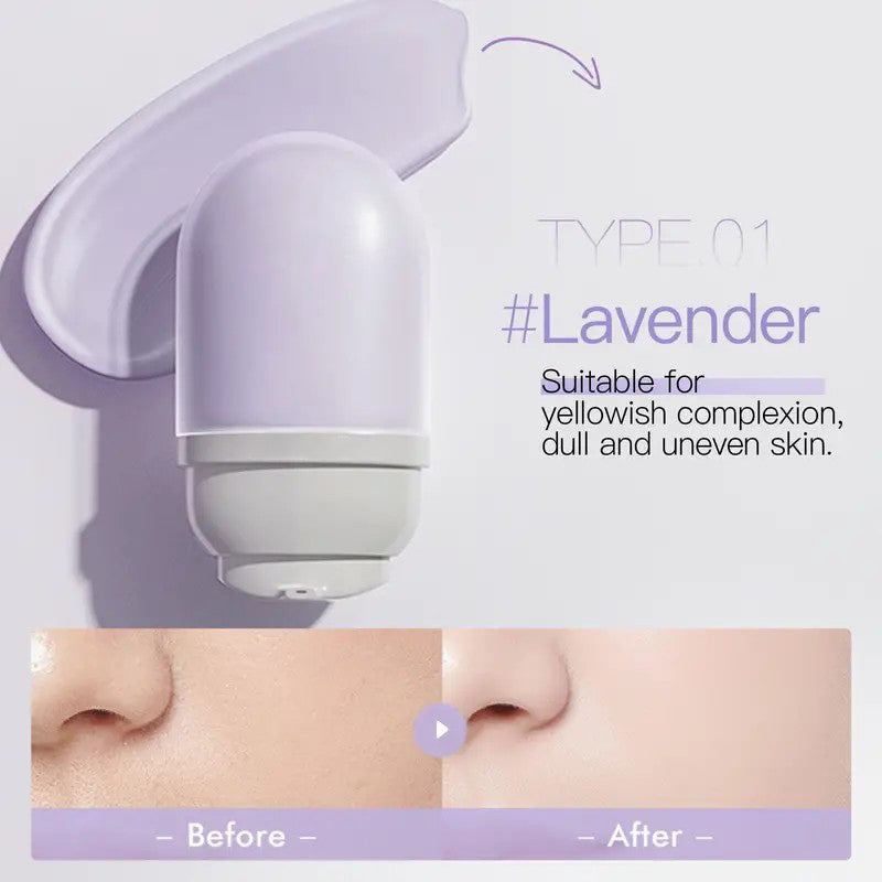 tonesync primer—swatch showing color-change before, during, and after to match skin tone