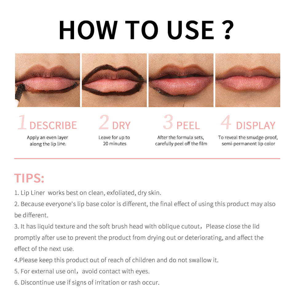 StayLine peel-off lip liner — Brow shade outlining lips with arm swatches