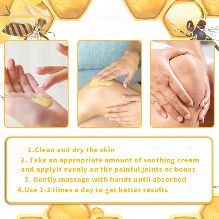 NatureBee bee venom comfort cream jar with texture swatch on neutral background