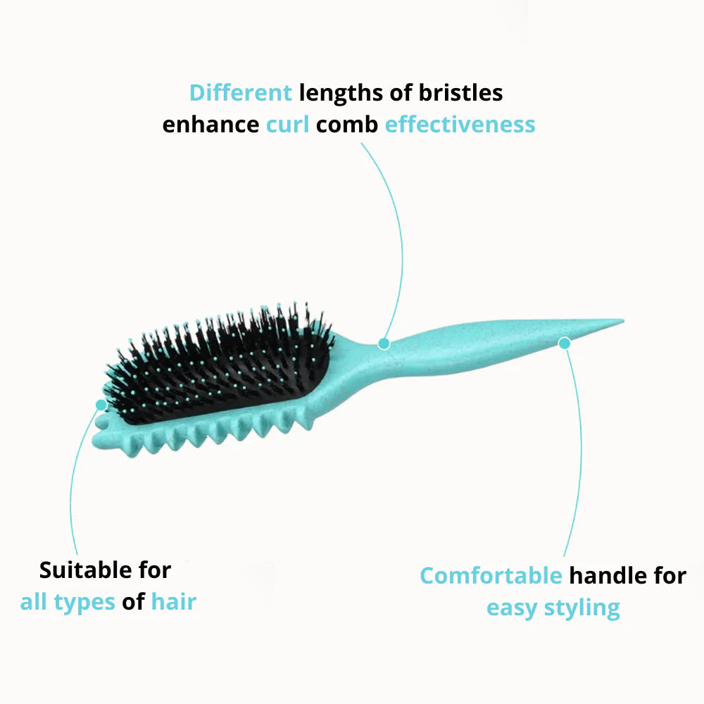 CurliZen curl defining brush with rowed bristles and ergonomic handle