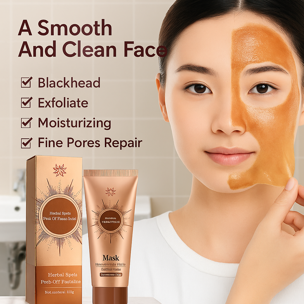 HerbaGlow herbal peel-off face mask being applied in an even layer