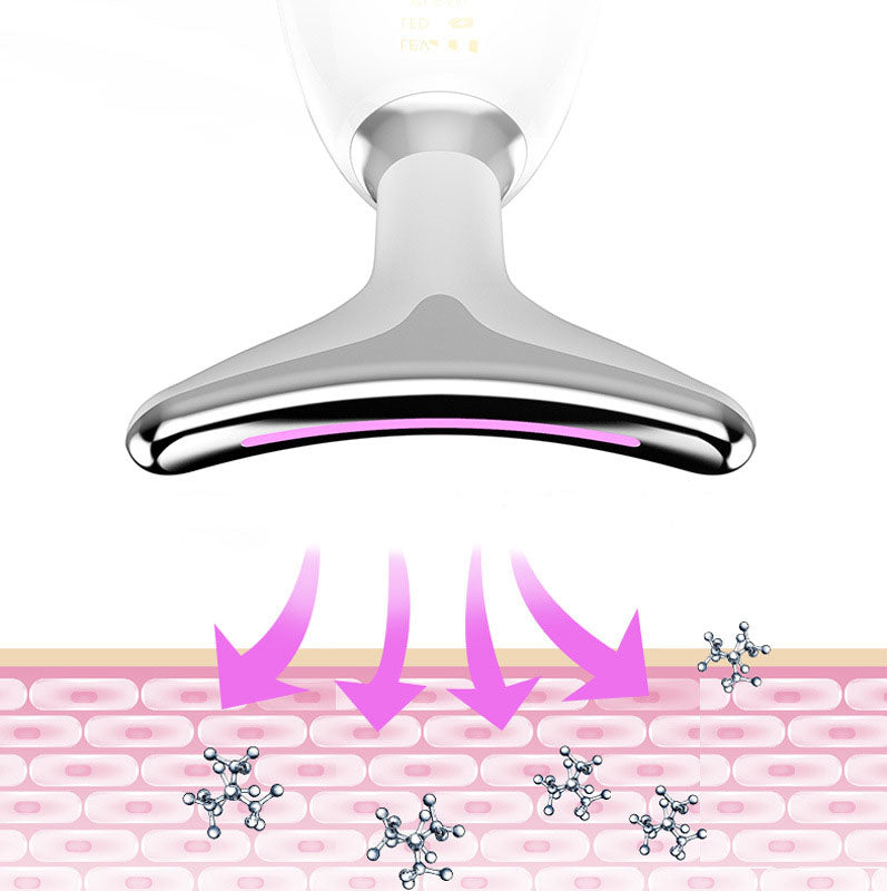 Close-up of PulseLift applicator and charging port—handheld, portable skin-toning device