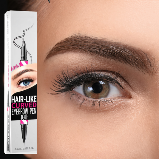 Dual-ended brow pen that mimics hair-like strokes for a natural 3D finish