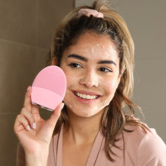 Interchangeable brush heads for daily cleanse and gentle exfoliation