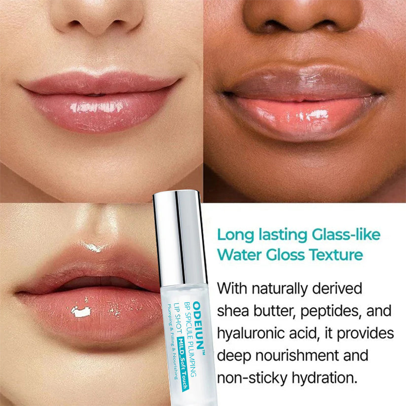 odeiun lip-plumping serum—swatch showing glossy, smooth finish