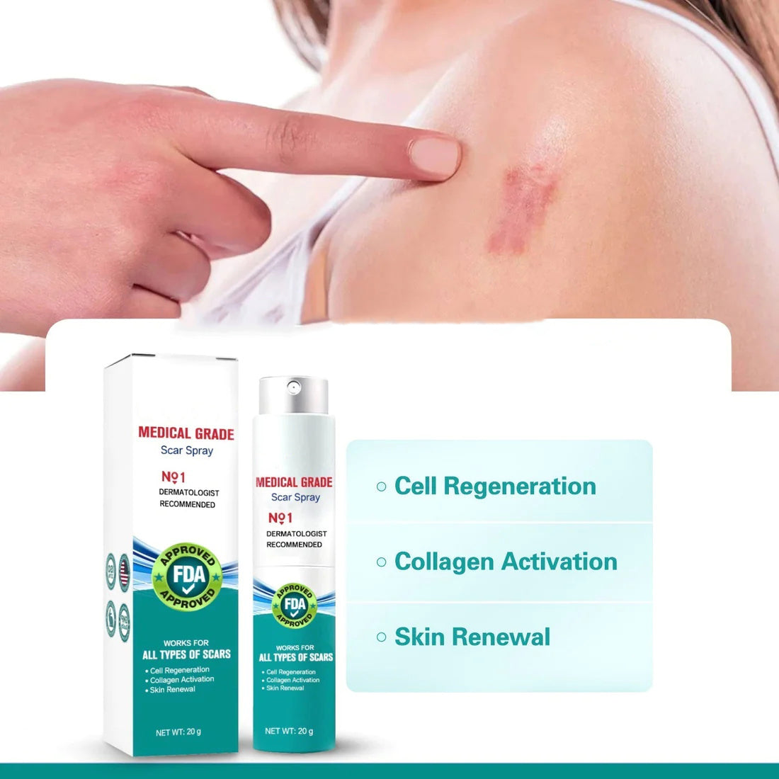 CicaCell scar-appearance smoothing spray bottle with fine mist