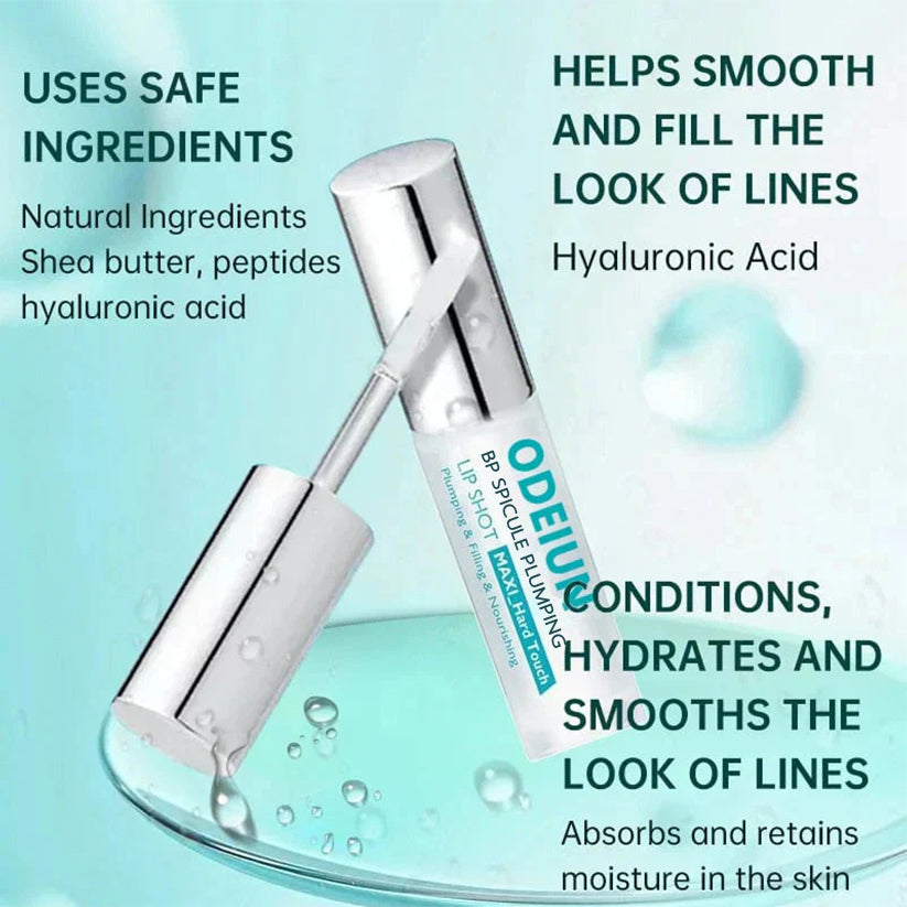 odeiun lip-plumping serum—swatch showing glossy, smooth finish