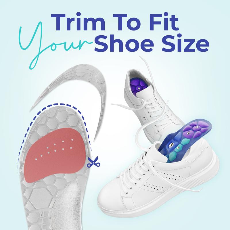 FlexiComfort arch support insoles with visible arch dome and heel cushion