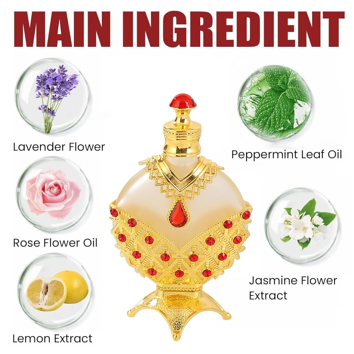 Sultan Aura Gold perfume oil — ornate gold bottle with dropper in palace setting