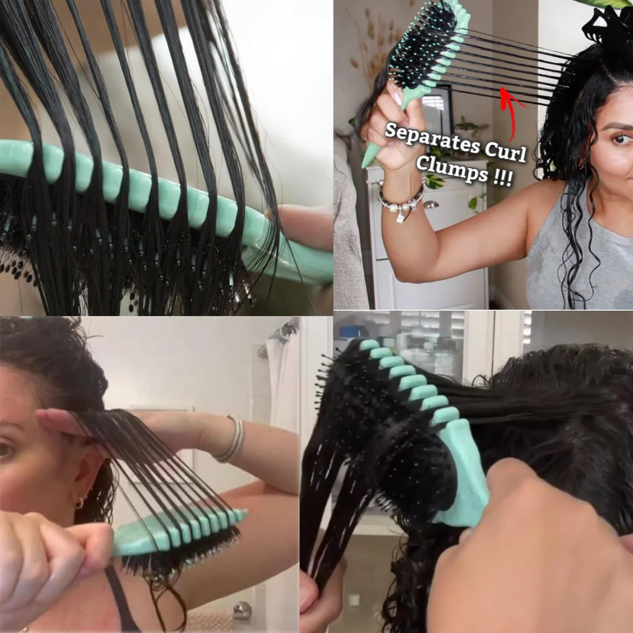 CurliZen curl defining brush with rowed bristles and ergonomic handle