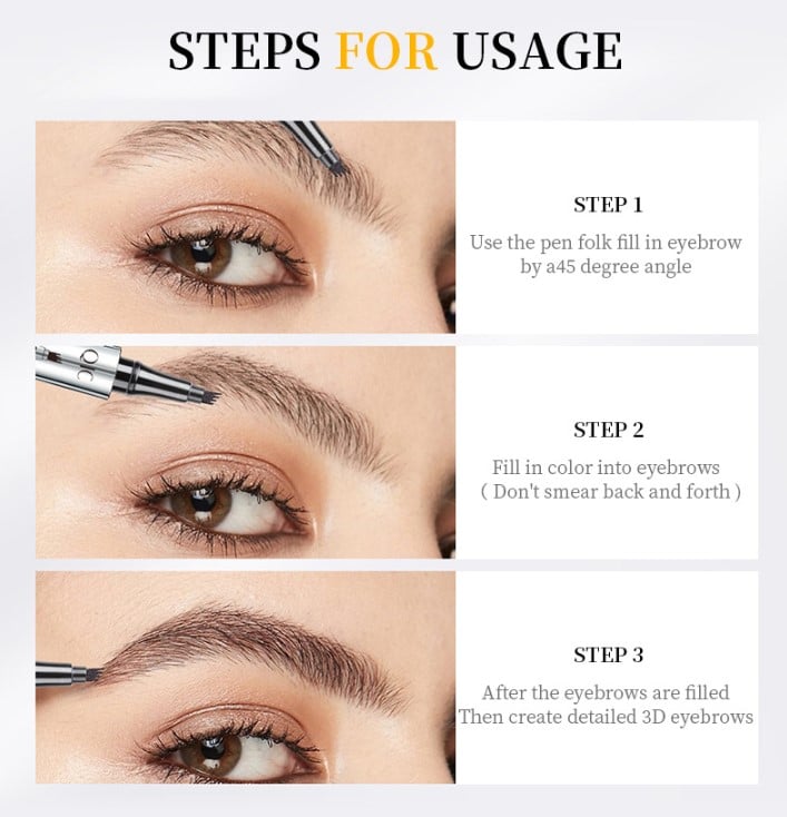 Swatches of BrowSculpt 3D eyebrow pencil shades on skin