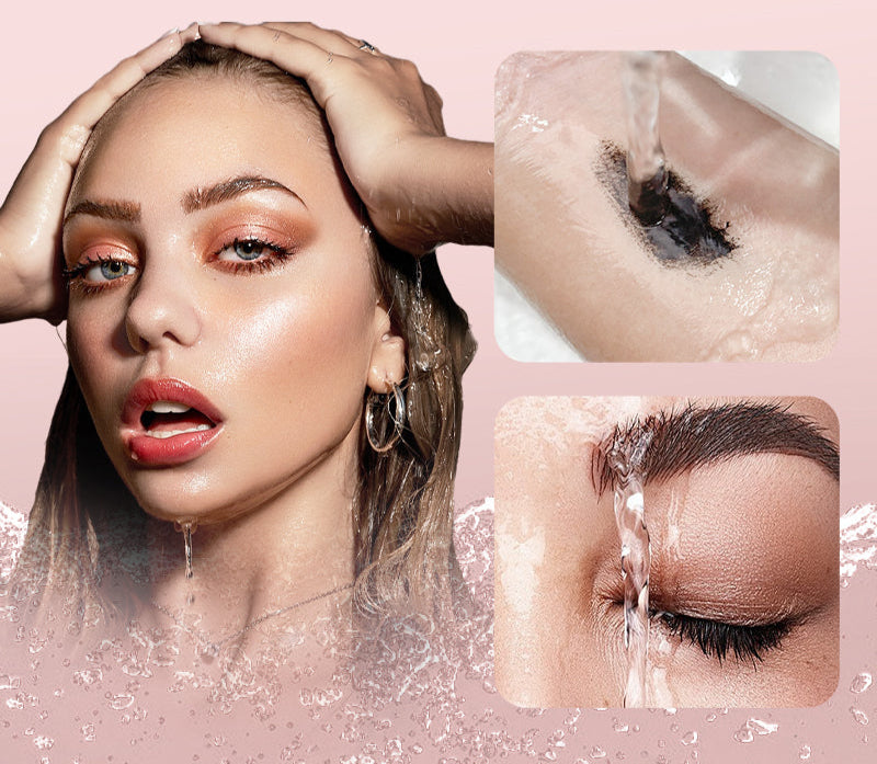 FeatherLift lengthening mascara—wand and tube next to model lashe