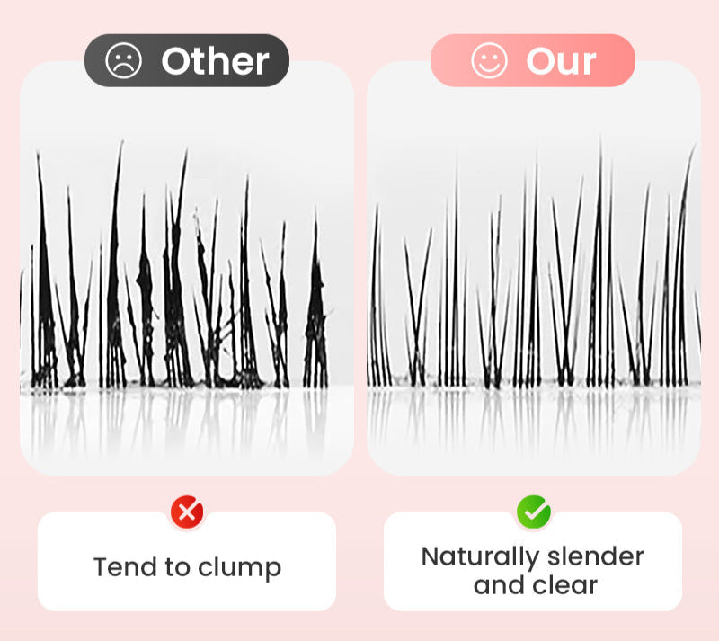 FeatherLift lengthening mascara—wand and tube next to model lashe