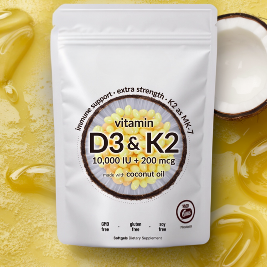 Supplement Facts panel for D-K Harmony D3 K2 softgels with directions for use