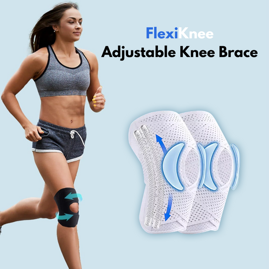 FlexiKnee adjustable knee brace with open patella and V strap