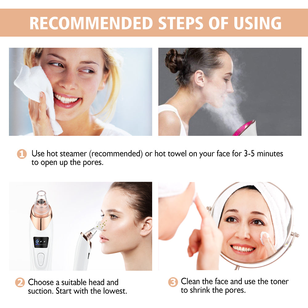 PoreLift Pro five replaceable suction heads for different skin needs