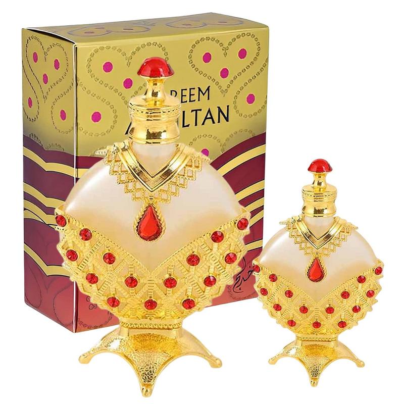 Sultan Aura Gold perfume oil — ornate gold bottle with dropper in palace setting