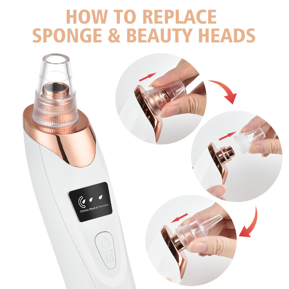 PoreLift Pro five replaceable suction heads for different skin needs