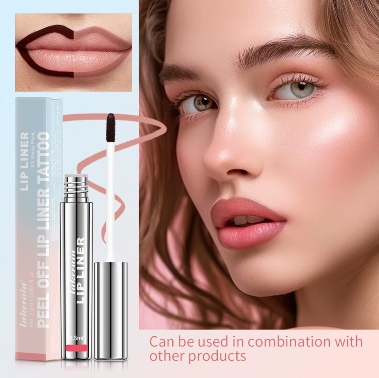 Waterproof lip liner + stain with high-impact pigment and a lightweight matte finish
