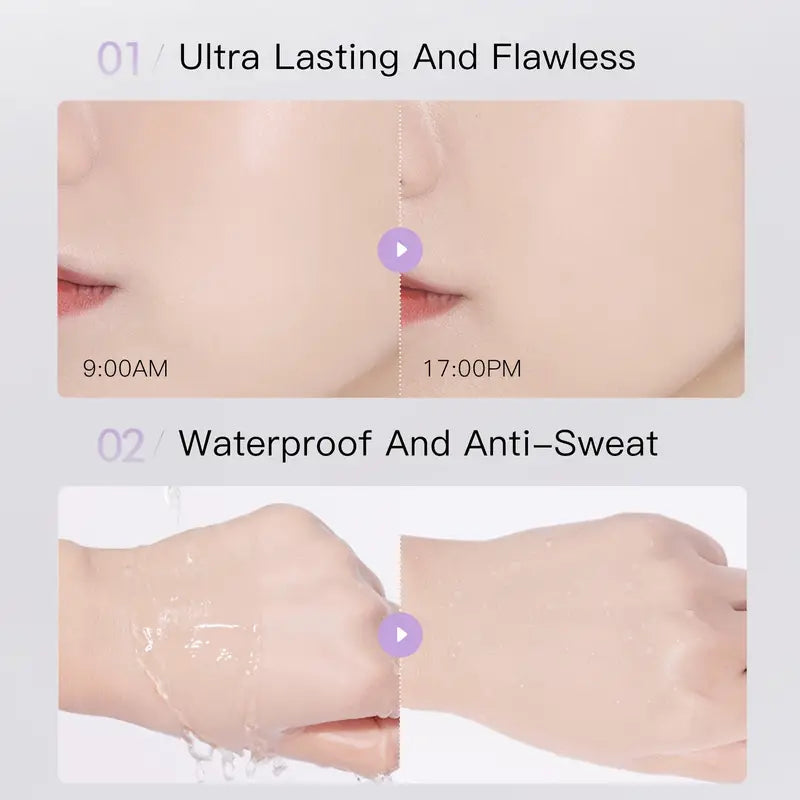 tonesync primer—swatch showing color-change before, during, and after to match skin tone