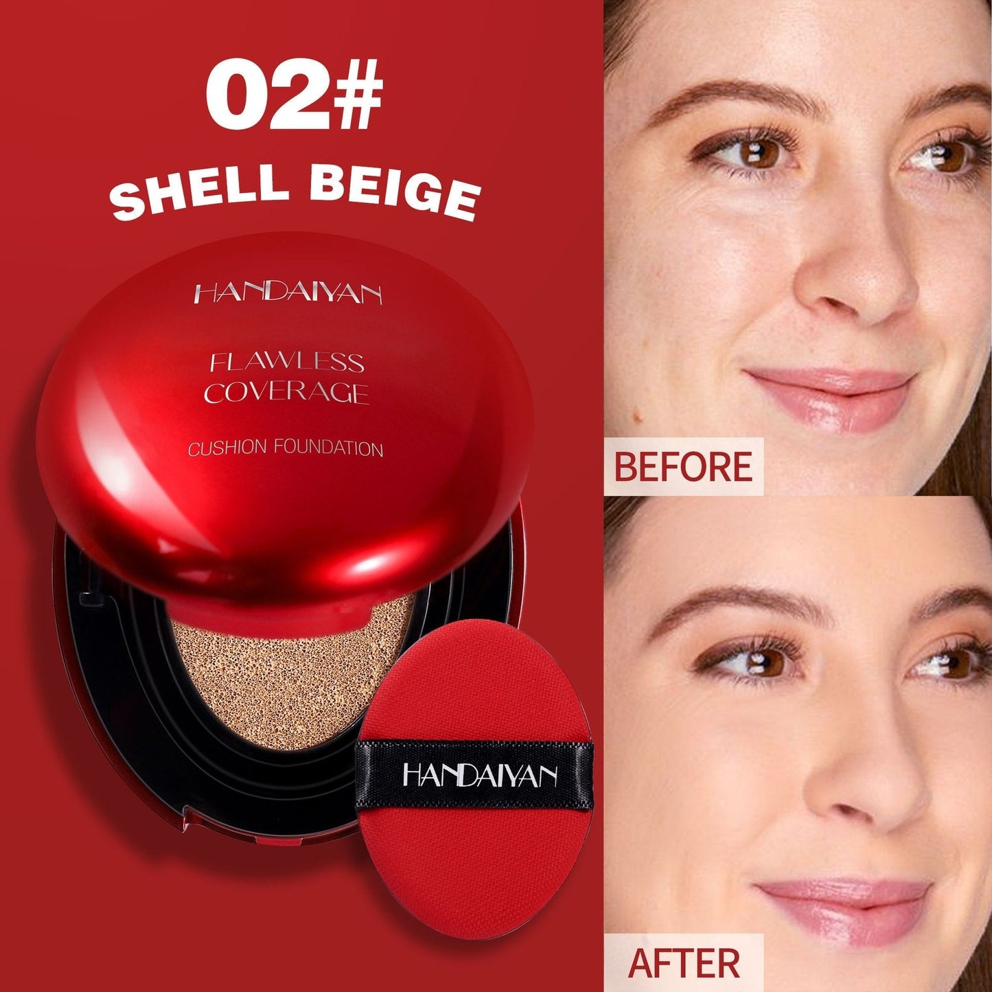 Handaiyan high-coverage cushion compact with puff and soft-matte swatch