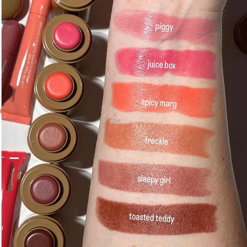 Applying PetalPop directly to cheeks for quick touch-up