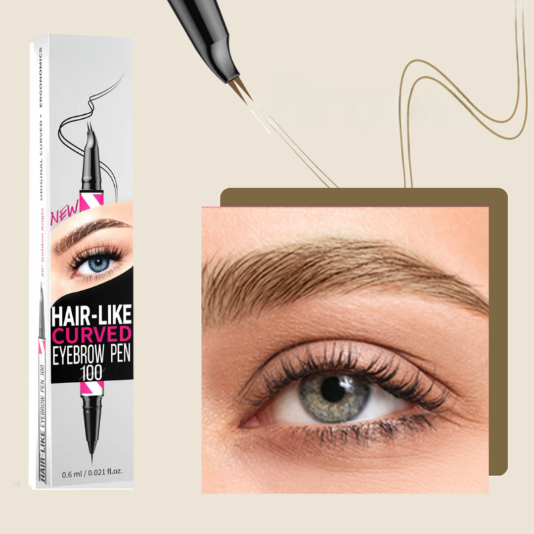 Dual-ended brow pen that mimics hair-like strokes for a natural 3D finish