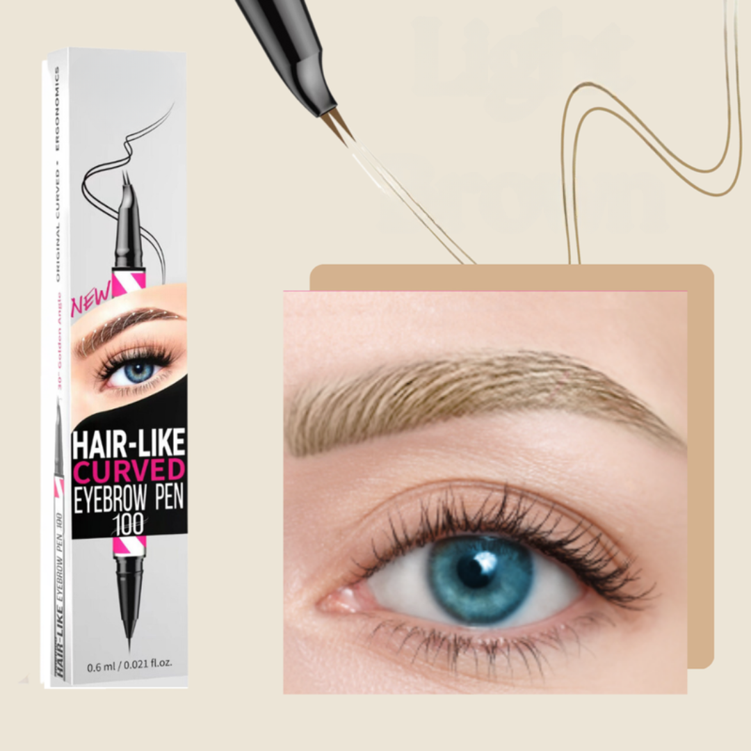 Dual-ended brow pen that mimics hair-like strokes for a natural 3D finish