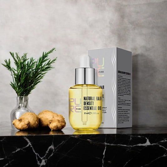Purc Botanical Scalp & Density Oil—glass dropper bottle on neutral background